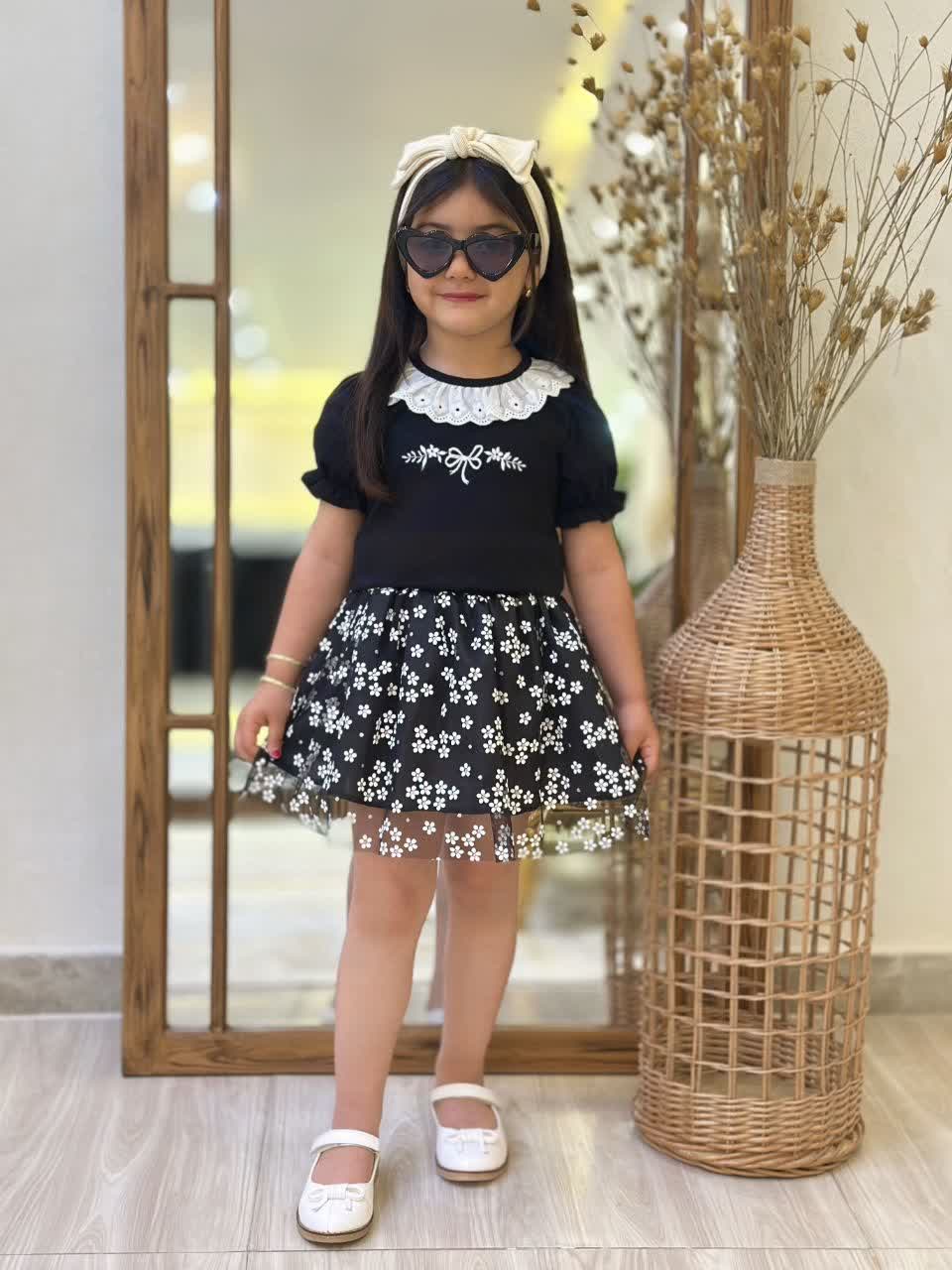 دامن تور با شکوفه دخترانه